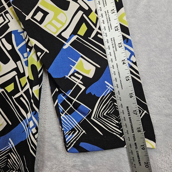 JM Collections Flowy Blouse Womens XL Black Blue Geometric Career Office date - Picture 7 of 9
